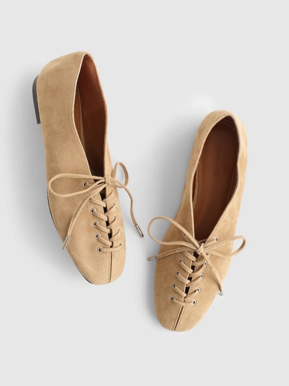 Madewell The Mylie Lace-Up Glove Flat Walnut Shell Suede Size 6.5 M $148 NZ721